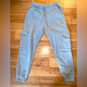Grey womens sweatpants with side pockets